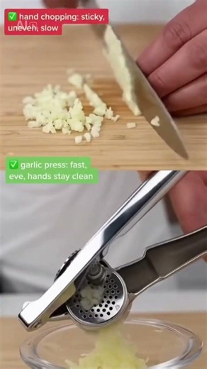❌ 5 minutes mincing garlic vs ✅ 5 seconds with a press. Same result. Save 13 minutes.