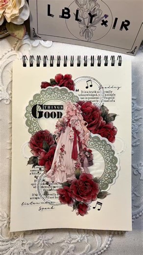 Kanade on Instagram: "ASMR Journal with me ✨ 💚🌹🦚👠👒 All supplies from @lblyxir ✨ • 6cm*150cm Old red flower Washi/PET/Shell Light PET Tape TP-V40-1-02 • Colored metal tweezers Peacock tweezers / Mirror light • Phoenix Alloy scissors, scissors-27-11 • 20PCS Lace Dream Series sticker ERB31-01 • 100PCS Words series sticker • Fragmented literary quotes series PET Tape TP-W72-01 White textured paper from @ieebeeoffice ✨ • Morandi Series- 30 pcs handmade scrapbook paper set (Style: creams) 🔗 The 
