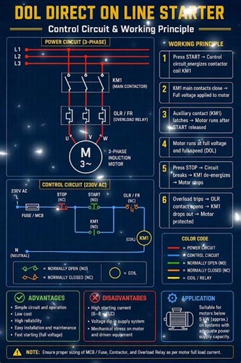 DOL Starter Control Circuit & Working Principle