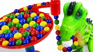 Marble Run Race ASMR Big Dinosaur ☆ HABA Slope, Dump Truck & Garbage Truck | Kids Toy TV