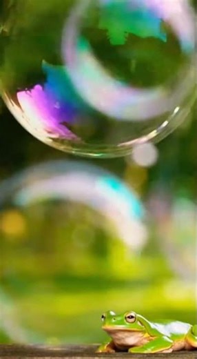 Frog Destroys Rainbow Bubbles!