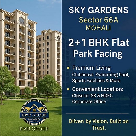 2+1 BHK Sky Gardens Mohali | 1431 sq.ft | Park Facing Luxury Flat | Ready to Move | Call 9056059060