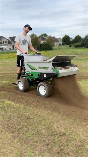 6.8K views · 1.4K reactions | Long video with no edits  Watch the whole process as Zach uses our 410SP to Topdress and level his new construction lawn. Spread up to 1/2” thick with the 410SP! #compost #topdresser #topdressing #sand #topdress #lawnlevel #compostspreader #turf #spreader #sandspreader #organiclawncare #turfcare #soilhealth #soilhealthmatters #lawnlevel #lawnrenovation | Earth & Turf Products | Facebook