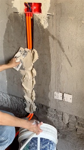 Wall Putty ASMR – Filling Electrical Conduit for a Smooth Finish ⚡🧱