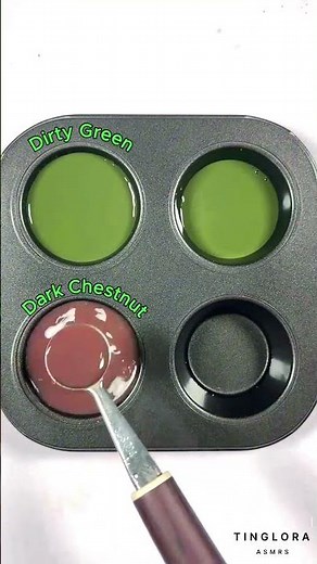 Watch Dirty Green and Dark Chestnut blend into a rich earthy fusion! 🌿🤎#colormixing #asmr #shorts