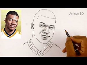 Kylian Mbappe Face Easy Pencil Drawing || Step by Step Portrait Drawing
