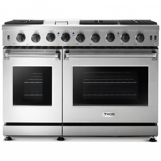 Thor Kitchen 48-Inch 6.8 cu. ft. Double Oven Natural Gas Range in Stainless Steel (LRG4807U)
