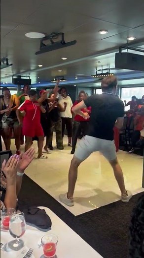 Guy is dancing the percolator on a yacht!