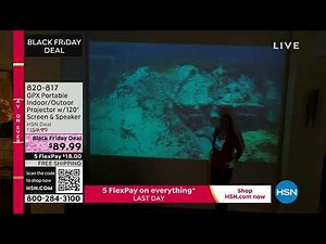 GPX Portable Indoor/Outdoor Projector Bundle w/120" Scre...