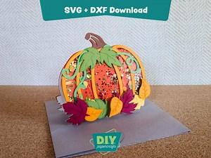 3D Pumpkin Shaker Card SVG DXF Template - Paper Halloween, Fall, & Thanksgiving Blank Greeting - Digital Download - Etsy