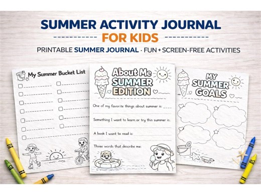 Summer Activity Pack for Kids Printable, Screen Free Summer Journal, Kids Worksheets PDF, Summer Bucket List, Travel Activity Pages - Etsy