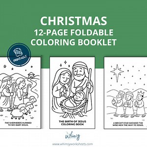 Christmas Coloring Booklet for Kids | 12-Page The Birth of Jesus Bible Activity