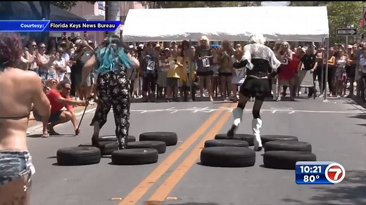 High-heeled sprinters: Drag race held in Key West as part of Conch Republic anniversary celebration - WSVN 7News | Miami News, Weather, Sports | Fort Lauderdale