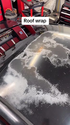 Another wrap we did on this extremely oxizided roof. Prepped and sanded before laying down with our carbon fiber vinyl. #wraps #carwraps #vinyl #carbonfiber #cars