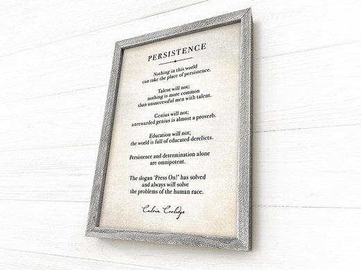 Calvin Coolidge Quote, Persistence Quote, Press On, Motivational Quote on Canvas & Wood, Rustic Frame, Graduation Gift, Home Office Decor - Etsy