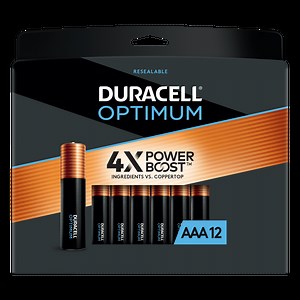 Duracell Optimum AAA Battery with 4X POWER BOOST™, 1.5V, 12 Pack Resealable Package