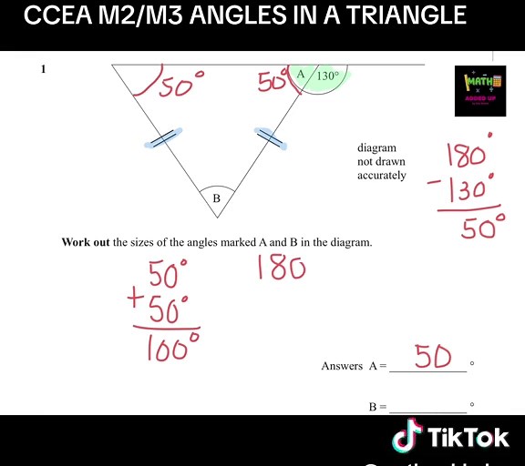 CCEA M2/M3 ANGLES IN A TRIANGLE #gcsemaths #cceamaths #ccea #mathhelp #study #exams #studytok #irishtiktok #math #gcses2025 #mathtutor #fyp