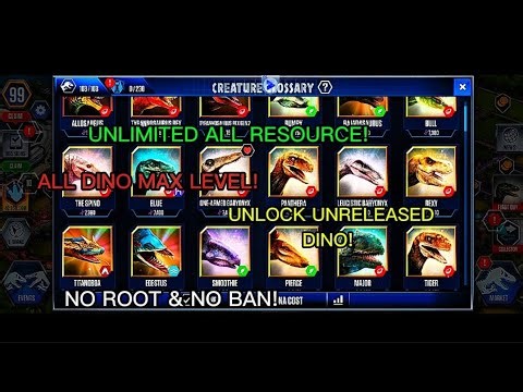 JURASSIC WORLD MOD APK LATEST VERSION! UNLOCK UNRELEASED DINO! SUPPORT ANDROID & IOS!