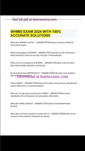 WHMIS EXAM 2024 WITH 100% ACCURATE SOLUTIONS