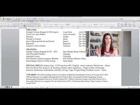 Secrets of Acting - How to Format An Acting Resume
