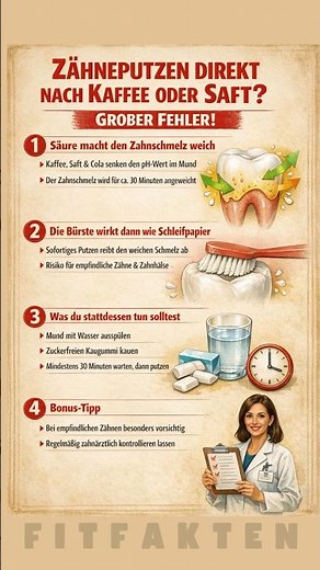 Zähneputzen direkt nach Kaffee oder Saft?“ – Warum Warten deinen Zahnschmelz schützt ☕🦷