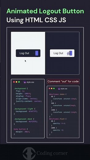 Animated logout button using HTML CSS JavaScript #coding #viral #webdevelopment #shorts