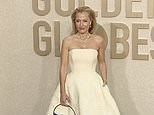 Gillian Anderson stuns in gown with a strapless neckline at Golden Globes 2024