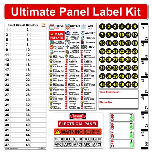Littversions Ultimate 48 Circuits Bidirectional Breaker Directory Label Kit With Colored Icons & Panel Marker for All Electrical Panel Vinyl - Etsy