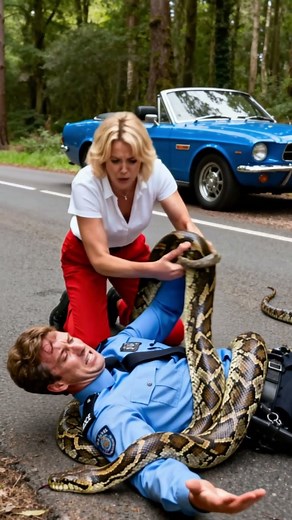 Heroic Woman & Dog Rescue Cop From Giant Python 🐍🐶#viral