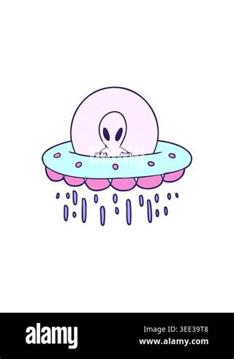 starburst effect animation of cartoon alien UFO Stock Video Footage - Alamy