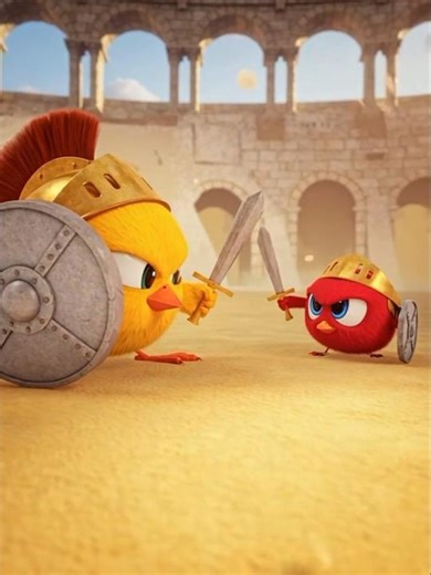 The Little Gladiator Chickens: Pippin vs. Barnaby! ⚔️🐥 #shorts #animation #cartoonvideo