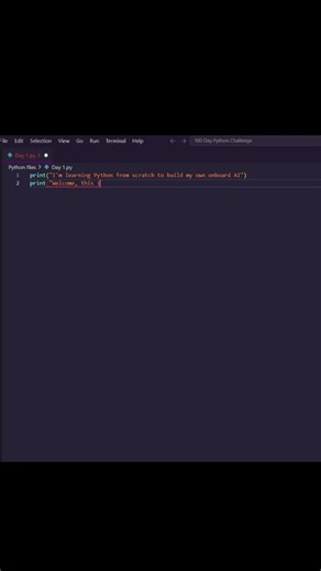 Day 1/100: Python + AI Challenge Begins #python #ai #100days
