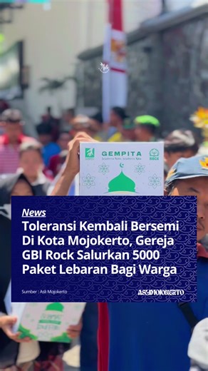 GEMPITA 2026 Panjang Umur Hal2 Baik🌻🌻🌻 Gerakan Memberkati dan Peduli Kota Mojokerto (Gempita) kemabli digelar oleh GBI Rock Kota Mojokerto pada Sabtu (14/3)/2026. Sebanyak 5000 bingkisan diberikan kepada warga menjelang lebaran tahun ini. Pembagian paket dilakukan di halaman GBI ROCK Mojokerto dan meliputi masyarakat pra sejahtera. Diantaranya anak-anak panti asuhan dan pondok pesantren, panti wreda negeri maupun swasta, dan masyarakat tunawisma dan penghuni kawasan kumuh yang tersebar di 18 