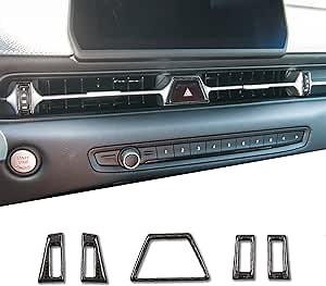 Compatible with Carbon Fiber Center Control Air Conditioning Vent Cover Decoration Sticker for Toyota Supra GR A90 A91 MK5 2019 2020 2021 2022 (5PCS Black)