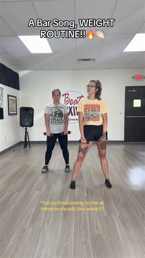 1M views · 12K reactions | Now in the workouts!!! Adding this to our list of tiktok viral routines because yall blow this one up every time *full workouts/routines are through the #beatboxingfitness app on the App Store* 勺勺勺 #dancefitness #weightloss #app #workout #athomeworkout #cardio #fitness #music #barsong | Bev & Haily's Beat Boxing Fitness | Facebook