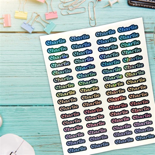 Name Labels for School or Daycare - Holographic Rainbow - Etsy