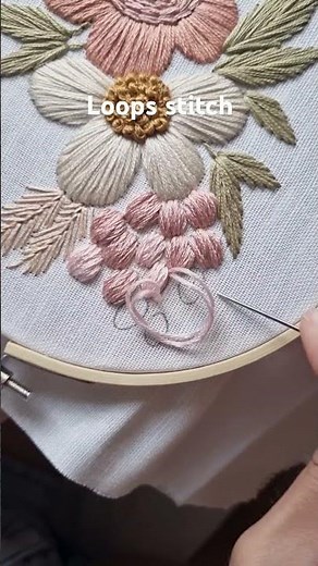 Loops Stitch Tutorial 🌿 | Belle Embroidery Pattern #embroidery #stitch #tutorial #diy #craft #art