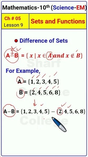 Difference of Sets | Math Class 10 | Unit 5 | Sets and Functions