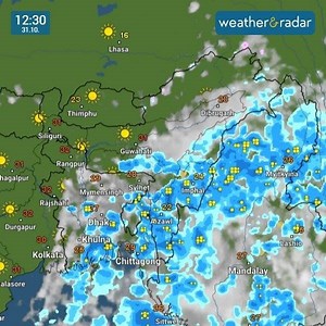🌧️🌧️Heavy rainfall this weekend over Northeast India. Expect heavy showers in #Assam, #Meghalaya, #Nagaland, #Mizoram & #Tripura. Stay safe and beware of thunderstorms! | Weather & Radar India