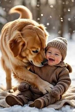 This Labrador’s Hug Will Melt Your Heart ❄️🐶👶