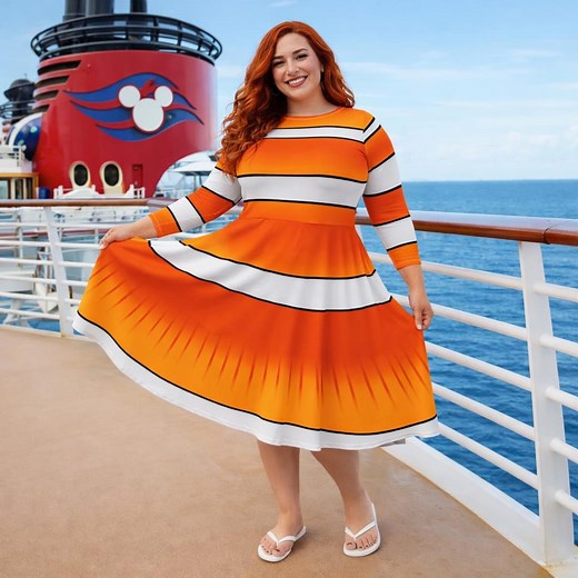 Clownfish Costume 2XS - 6XL Finding Nemo Orange Ocean Fish Dress Long Sleeve Knee Length Midi Dance Halloween Cosplay Plus Size Bounding - Etsy