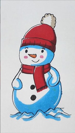 Cute Snowman Drawing ✏️❄️ | Easy Winter Art for Kids