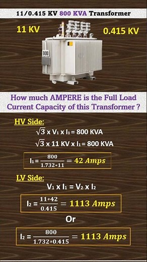 800 KVA Transformer | Full Load Current of Transformer | Full Load Current Calculation | Electrical|