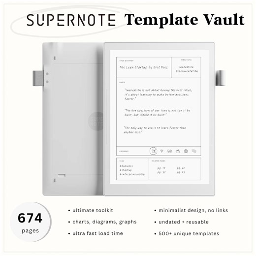 674 Supernote Template Vault | Business Diagrams, Trackers, To-do Lists, Planners, Covers and More | Manta | Nomad | 2025 Edition - Etsy