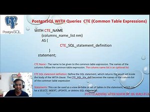 PostgreSQL WITH Queries | Postgres CTE | Common Table Expressions in PostgreSQL | WITH Clause VD#14
