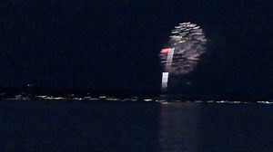The finale of last Saturday's St Ignace Fireworks seen from Shepler's Mackinac Island Ferry returning to Mackinaw City. Firework shows are every Saturday at dusk in St. Ignace and every Friday & Sunday in Mackinaw City. | MightyMac.org - The Mackinac Bridge & Straits of Mackinac