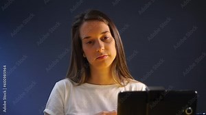 Sign Language, Portrait of Young Woman Saying I Think You Should Forgive in Front of Tablet During Video Call