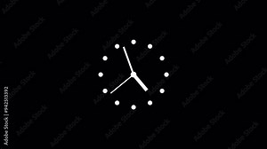 clock icon animation,clock timer animated sign symbol on black background,Analog clock. Stock Video