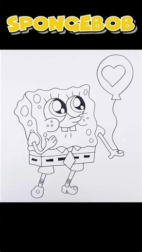 Spongebob Holding A Heart Balloon Drawing in 8 Seconds! ⚡✏️