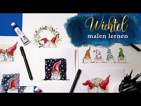 Malen lernen: Wichtel malen mit Aquarell - Anleitung und Vorlage